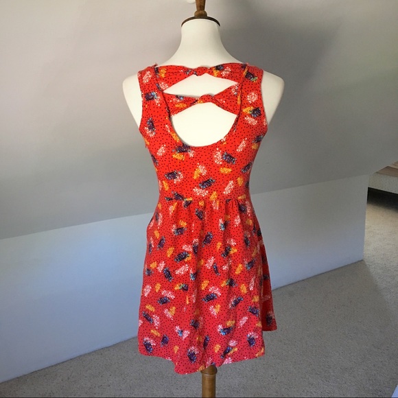 Coral Dandelion and Bow Tied Fit and Flare Mini delias - Picture 6 of 10
